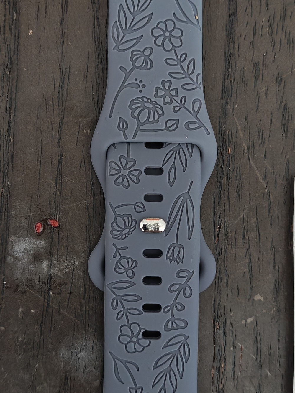 Floral Embossed Silicone Watch Bands- Gray With Multiple Pack